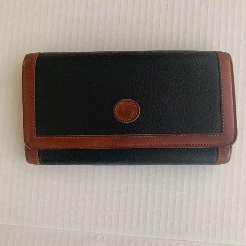 Vtg Dooney & Bourke All Weather Leather Pebbled Checkbook Wallet Coin purse